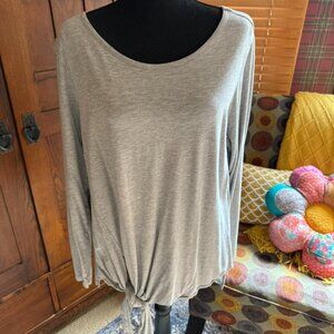 Soft Surroundings Gray Pullover Tie Waist Top Size Large